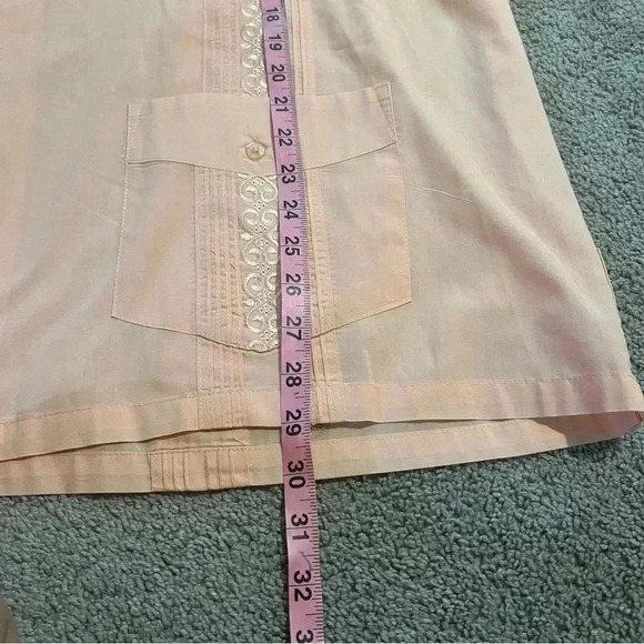 TropiCool Men's Pale Peach Embroidered 4 Pocket Guayabera Shirt Size 2XL - Picture 9 of 9